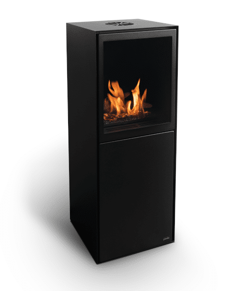 Poêle Bio-Éthanol Scandi: Chauffage Écologique et Design Scandinave - 3500 Watts, Finition Noir Mat, Télécommande et Bûches en Céramique - 2 Ans de Garantie