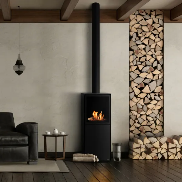 Poêle Bio-Éthanol Scandi: Chauffage Écologique et Design Scandinave - 3500 Watts, Finition Noir Mat, Télécommande et Bûches en Céramique - 2 Ans de Garantie – Image 5