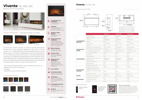 Insert Électrique Vivente: Chauffage Économique et Design pour Intérieur Moderne - Illusion de Flamme Opti-Flame, Design Élégant en Acier Noir, Application Smartphone, 1800W, 3 Dimensions - GlenDimplex – Image 3