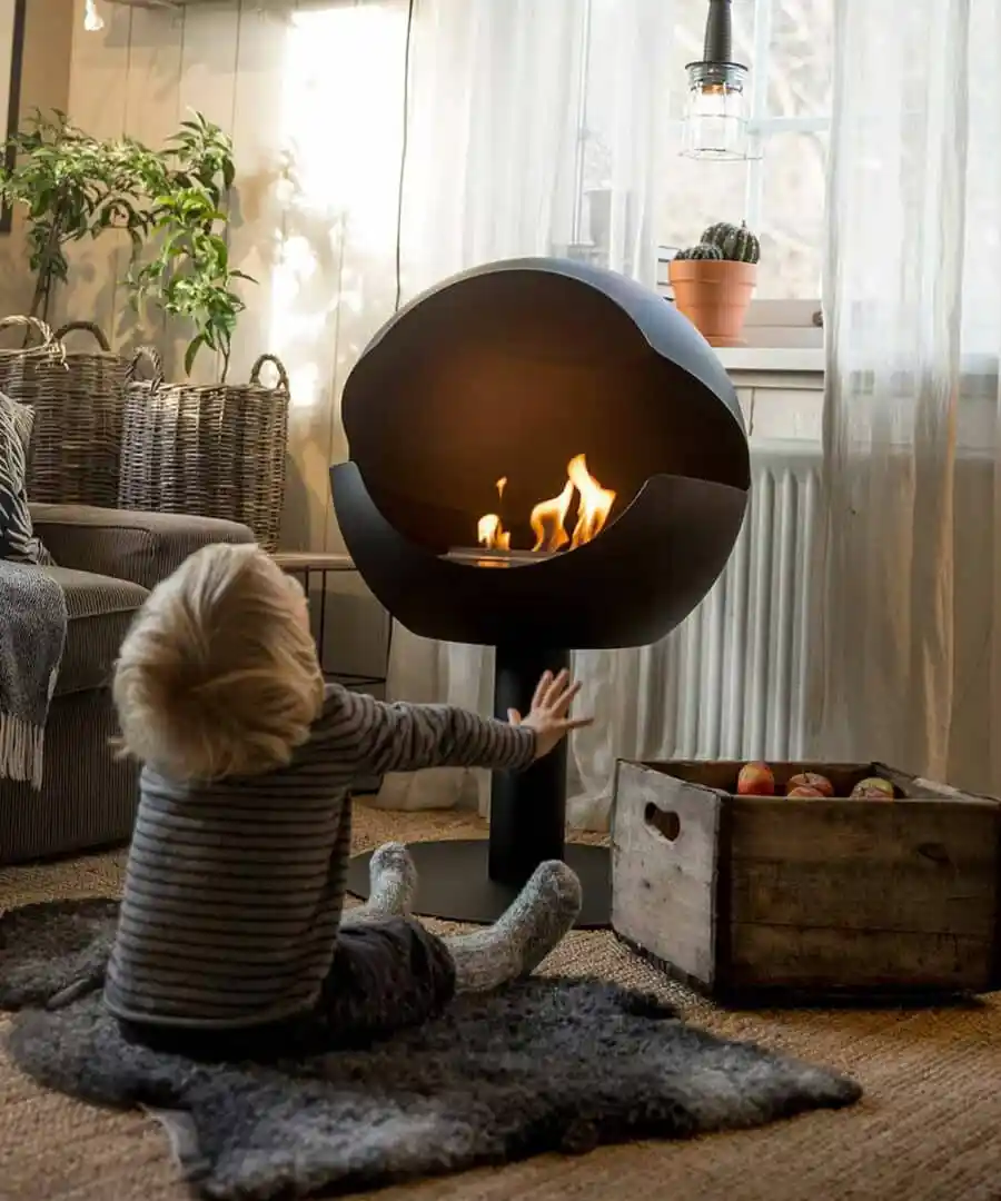 Cheminée Bio-Éthanol Globe Vauni : Design Rétro Scandinave, 2 000 Watts, Garantie 2 Ans – Image 11