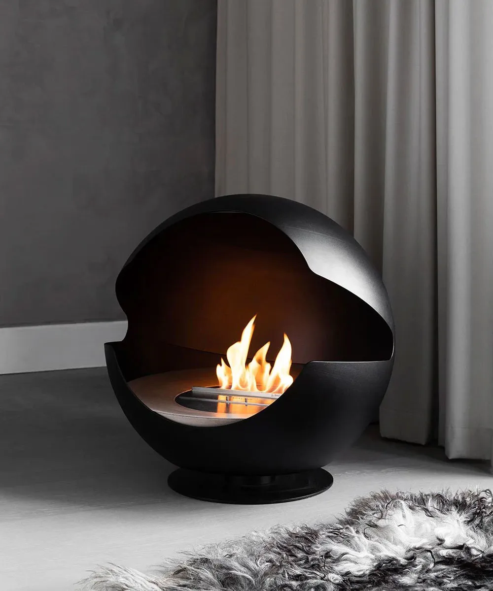 Cheminée Bio-Éthanol Globe Vauni : Design Rétro Scandinave, 2 000 Watts, Garantie 2 Ans – Image 9