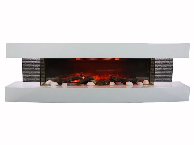 Cheminée Électrique Design Lounge 3XL Blanche: Moderne et Élégante, Chauffage 2000W, Télécommande, Sans Fumée - Garantie 2 ans