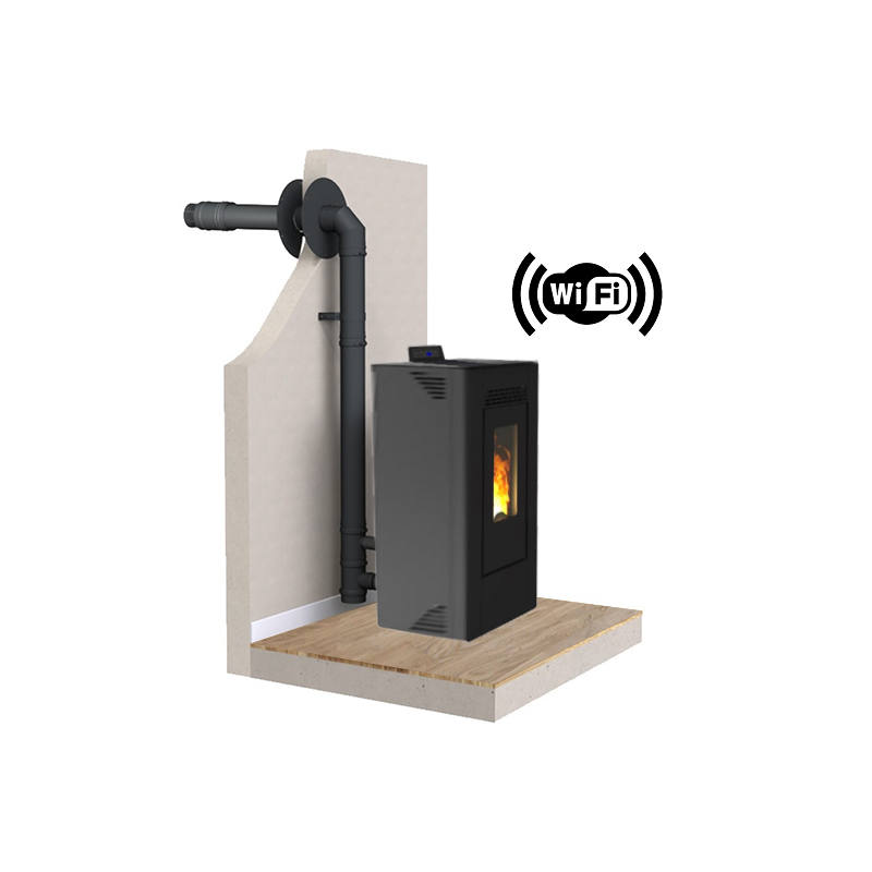 Pack Poêle à Granulés C12C FIREMATIC Kit Ventouse Dinak Wifi: Chauffage Efficace avec Contrôle à Distance – Image 2
