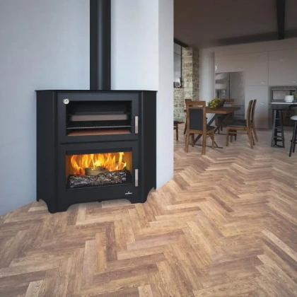 Poêle à Bois avec Four BRONPI Murano 14 kW – Chauffage Efficace et Cuisson Précise - Design Élégant, Haute Performance - Achat en Ligne
