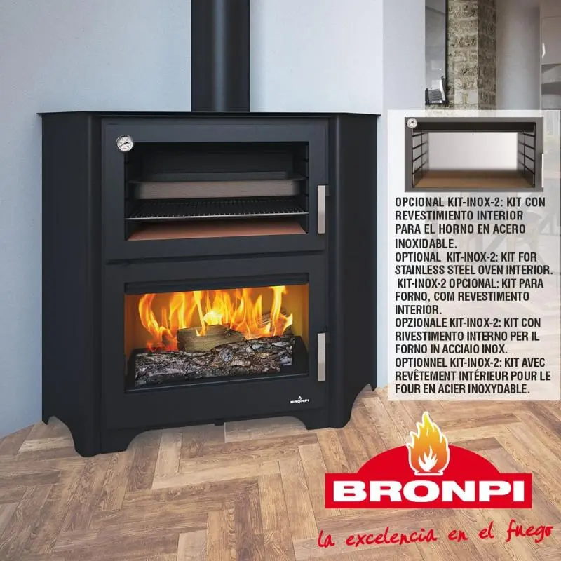 Poêle à Bois avec Four BRONPI Murano 14 kW – Chauffage Efficace et Cuisson Précise - Design Élégant, Haute Performance - Achat en Ligne – Image 2