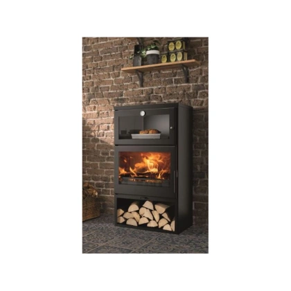 Poêle à Bois avec Four PANADERO Oven 7 kW - Chauffage Puissant et Économique, Technologie Innovante, Entretien Facile - 80.7% de Rendement, Four de 41 L, Double Combustion