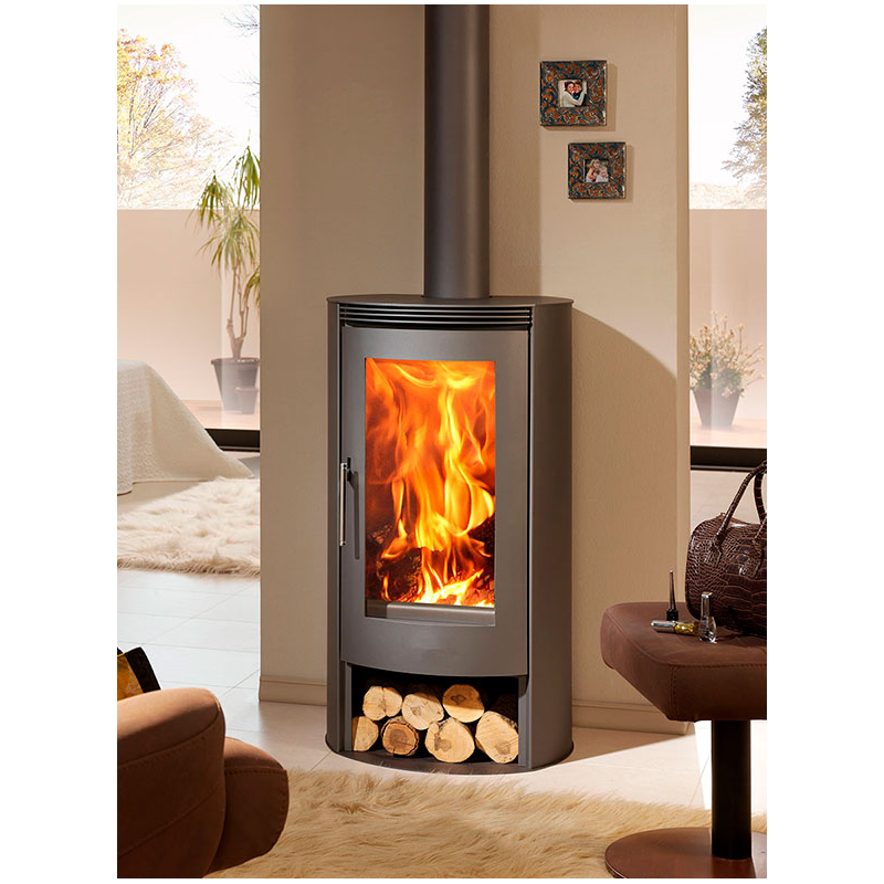 Poêle à Bois PANADERO Delta 8 kW - Chauffage Efficace et Durable avec Vue Panoramique - Poêle à Bois Haut de Gamme - Technologie TVP et SDC - Design Élégant