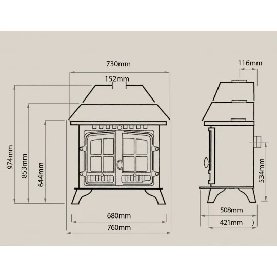 Poêle à bois avec bouilleur Hunter 14B - Puissance 10-13kw, Raccordement 7-8 Radiateurs, Haute Qualité Anglaise - Garantie 2 ans – Image 3