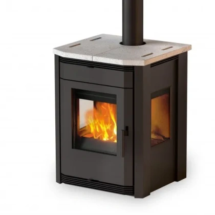 Poêle à Bois MBS Eva 3 Faces: Chauffage Puissant 8,2 kW, Design Moderne, Vue Panoramique - Joyau de Technologie Nordique