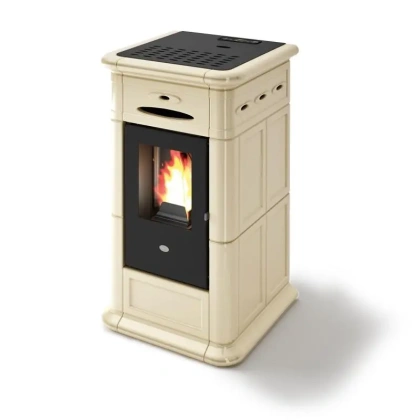 Poêle à Granules Céramique Ventilé EVACALOR Alina 9.5 kW – Chauffage Efficace pour Grands Espaces