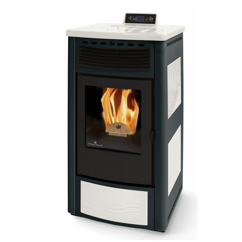 Poêle à Granules Ventilé Céramique ORIGINE PH Maia Bicolore 14 kW – Chauffage Efficace et Design Élégant – Image 2