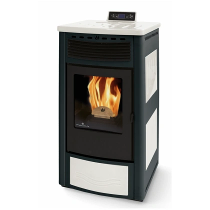 Poêle à Granules Ventilé Céramique ORIGINE PH Maia Bicolore 14 kW – Chauffage Efficace et Design Élégant