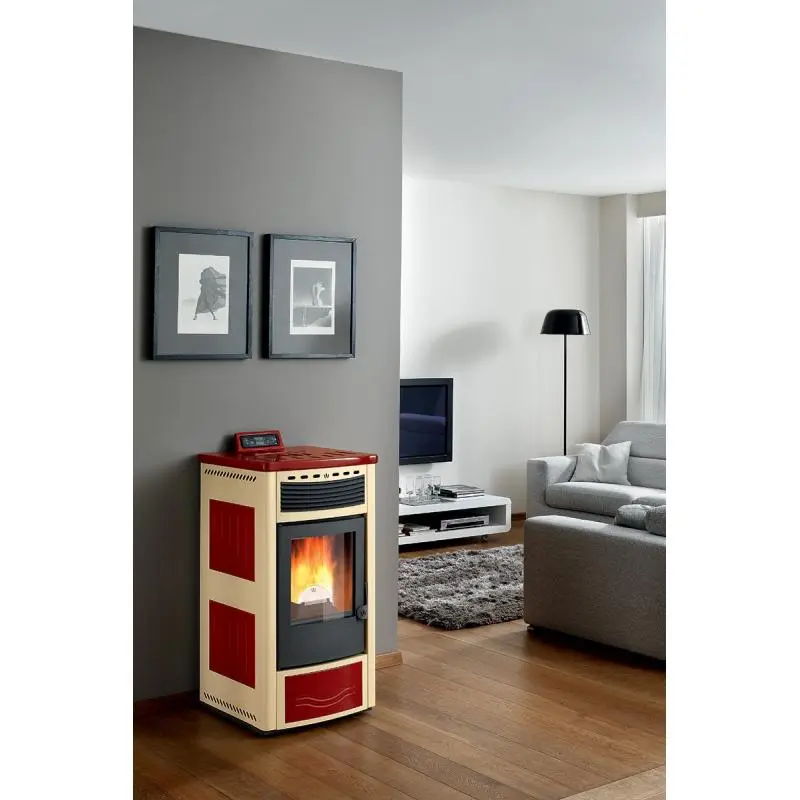 Poêle à Granules Ventilé Céramique ORIGINE PH Maia Bicolore 14 kW – Chauffage Efficace et Design Élégant – Image 6