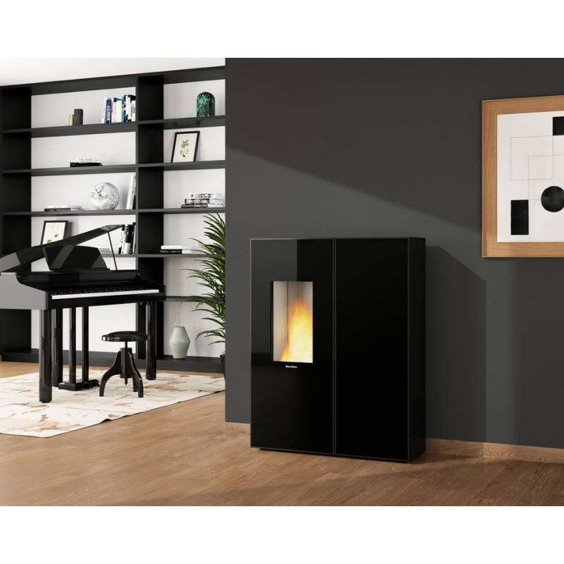 Poêle à Granulés EXTRAFLAME Sharon Plus CX Crystal 11kW - Ventilé, Étanche, Extra-Plat : Performant et Élégant, Idéal pour Grands Espaces – Image 3