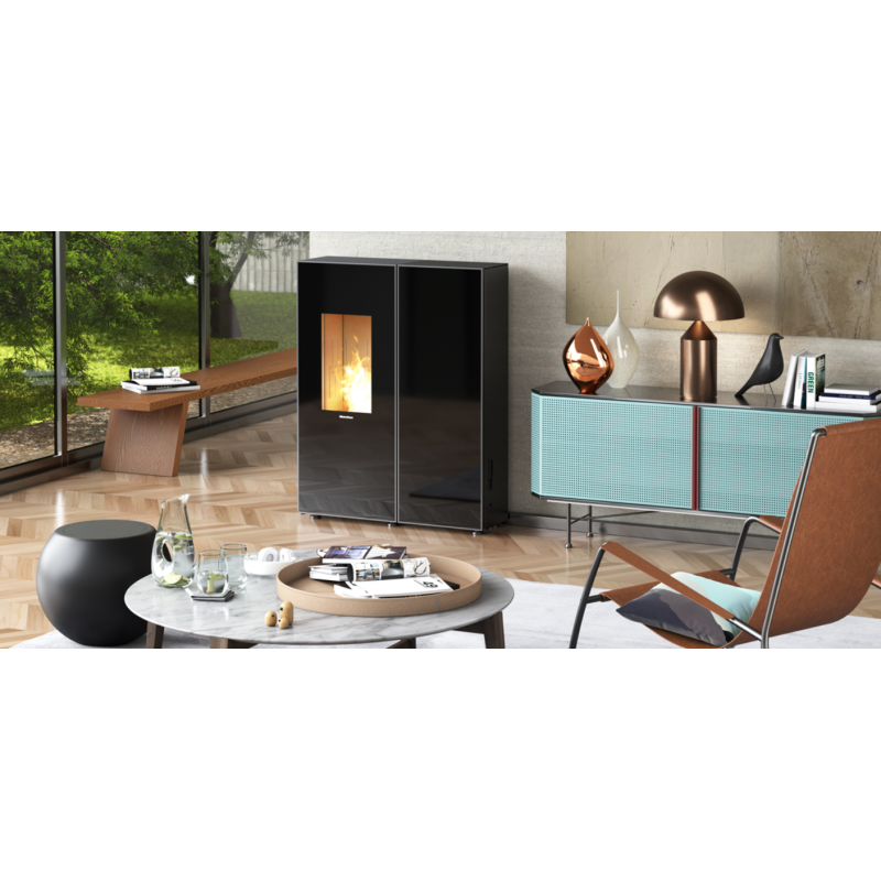 Poêle à Granulés EXTRAFLAME Sharon Plus CX Crystal 11kW - Ventilé, Étanche, Extra-Plat : Performant et Élégant, Idéal pour Grands Espaces – Image 5