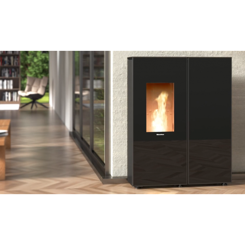 Poêle à Granulés EXTRAFLAME Sharon Plus CX Crystal 11kW - Ventilé, Étanche, Extra-Plat : Performant et Élégant, Idéal pour Grands Espaces – Image 6
