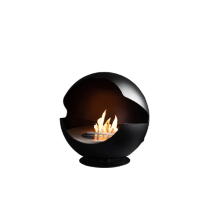 Cheminée Bio-Éthanol Globe Vauni : Design Rétro Scandinave, 2 000 Watts, Garantie 2 Ans